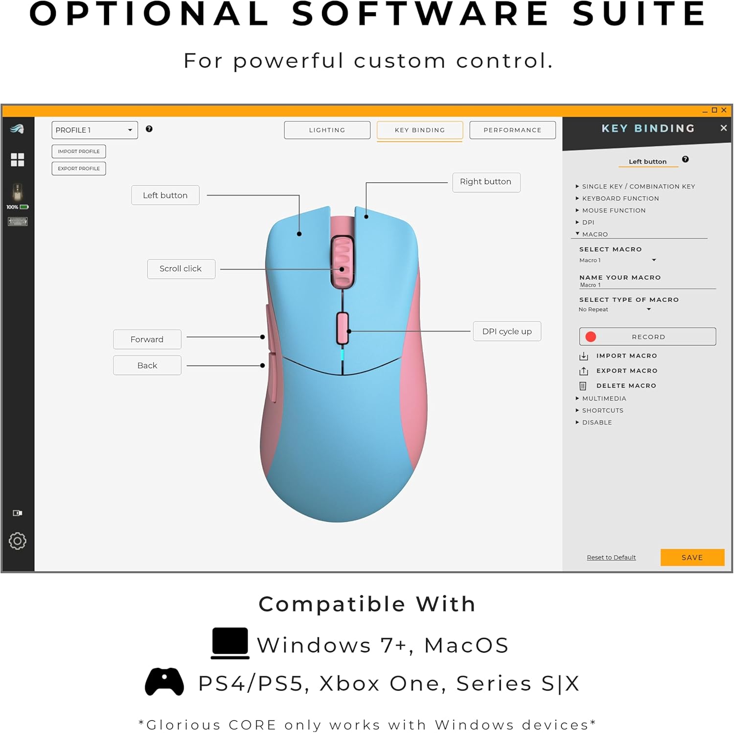 Glorious Model D Pro Forge Wireless Gaming Mouse - Skyline, Blue & Pink - PakByte Computers