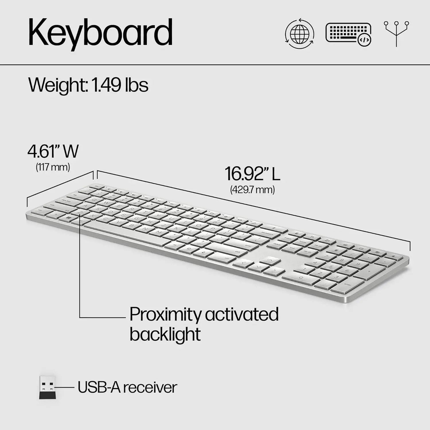 HP 970 Programmable Wireless Keyboard (Silver), Works with Windows & MacOS - PakByte Computers