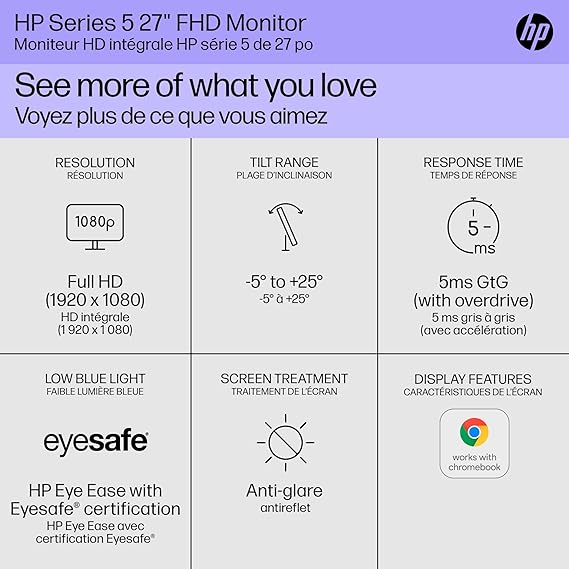 HP Series 5 524sw 24 inch FHD Monitor, 100Hz, Full HD Display - PakByte Computers