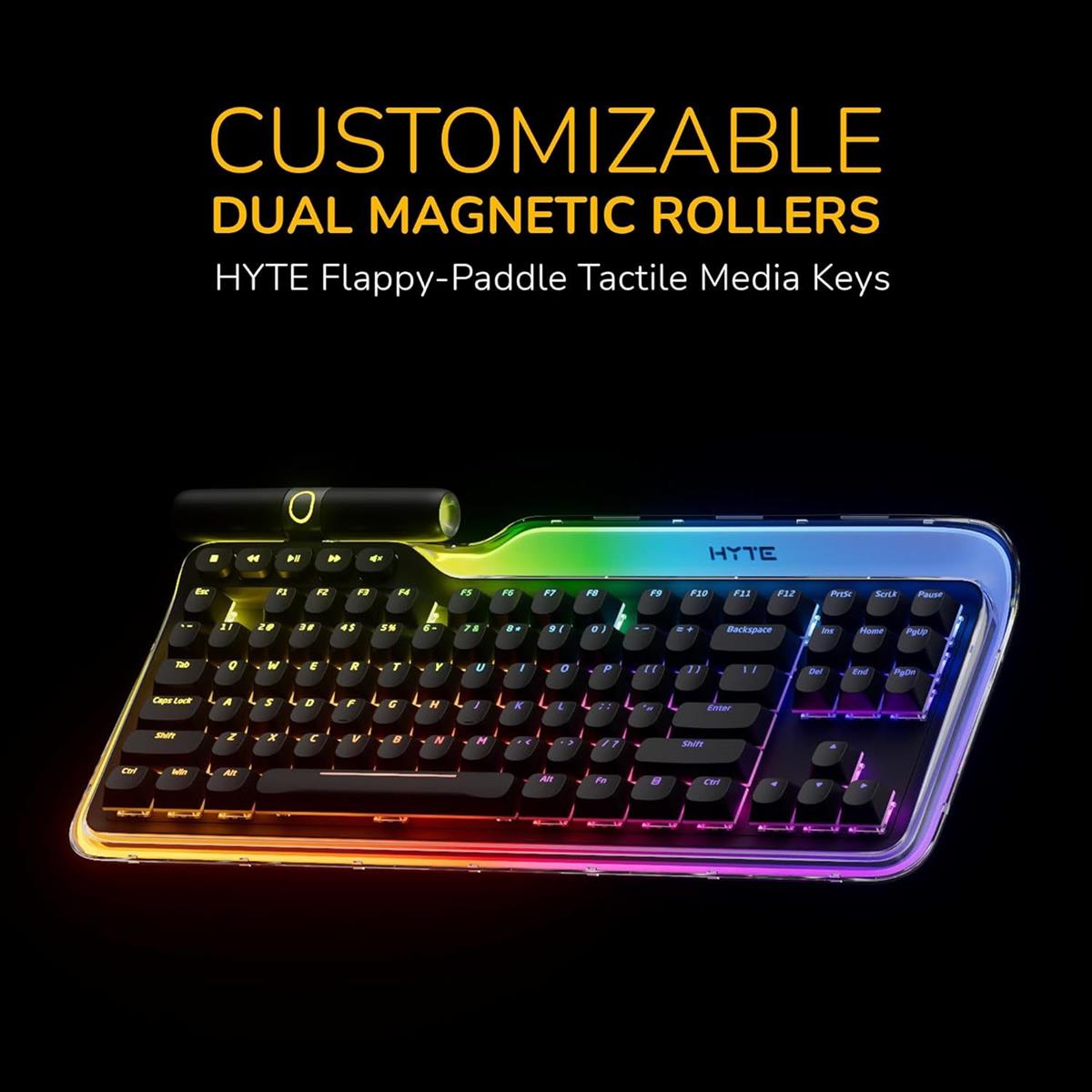 HYTE Keeb TKL - Modern Human Interface - Customizable Tenkeyless Wired Crystal Bubble RGB Gasket Mounted Mechanical Keyboard - PakByte