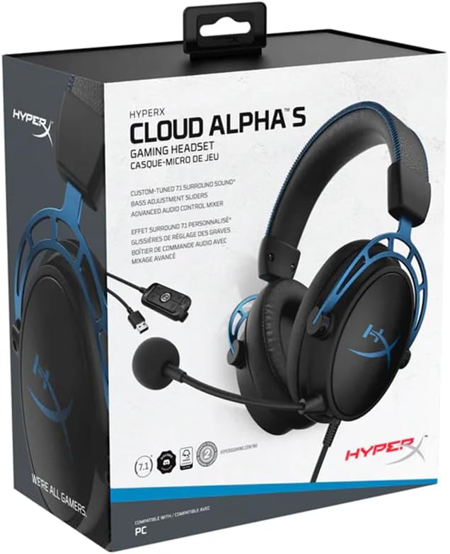 HyperX Cloud Alpha S - PC Gaming Headset, 7.1 Surround Sound - Blue - PakByte