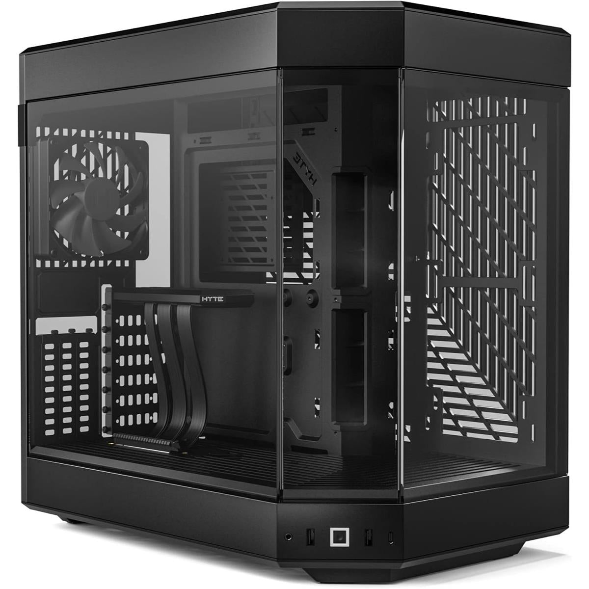 Hyte Y60 Modern Aesthetic Dual Chamber Panoramic Tempered Glass Mid-Tower ATX Computer Gaming Case with PCIE 4.0 Riser Cable Included - Pitch Black - PakByte