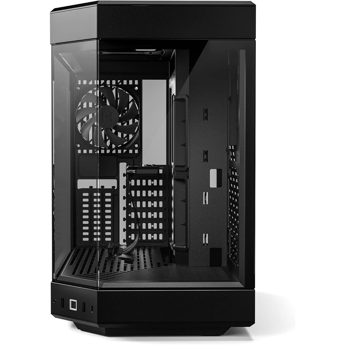 Hyte Y60 Modern Aesthetic Dual Chamber Panoramic Tempered Glass Mid-Tower ATX Computer Gaming Case with PCIE 4.0 Riser Cable Included - Pitch Black - PakByte