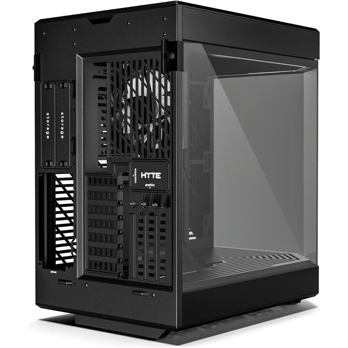 Hyte Y60 Modern Aesthetic Dual Chamber Panoramic Tempered Glass Mid-Tower ATX Computer Gaming Case with PCIE 4.0 Riser Cable Included - Pitch Black - PakByte