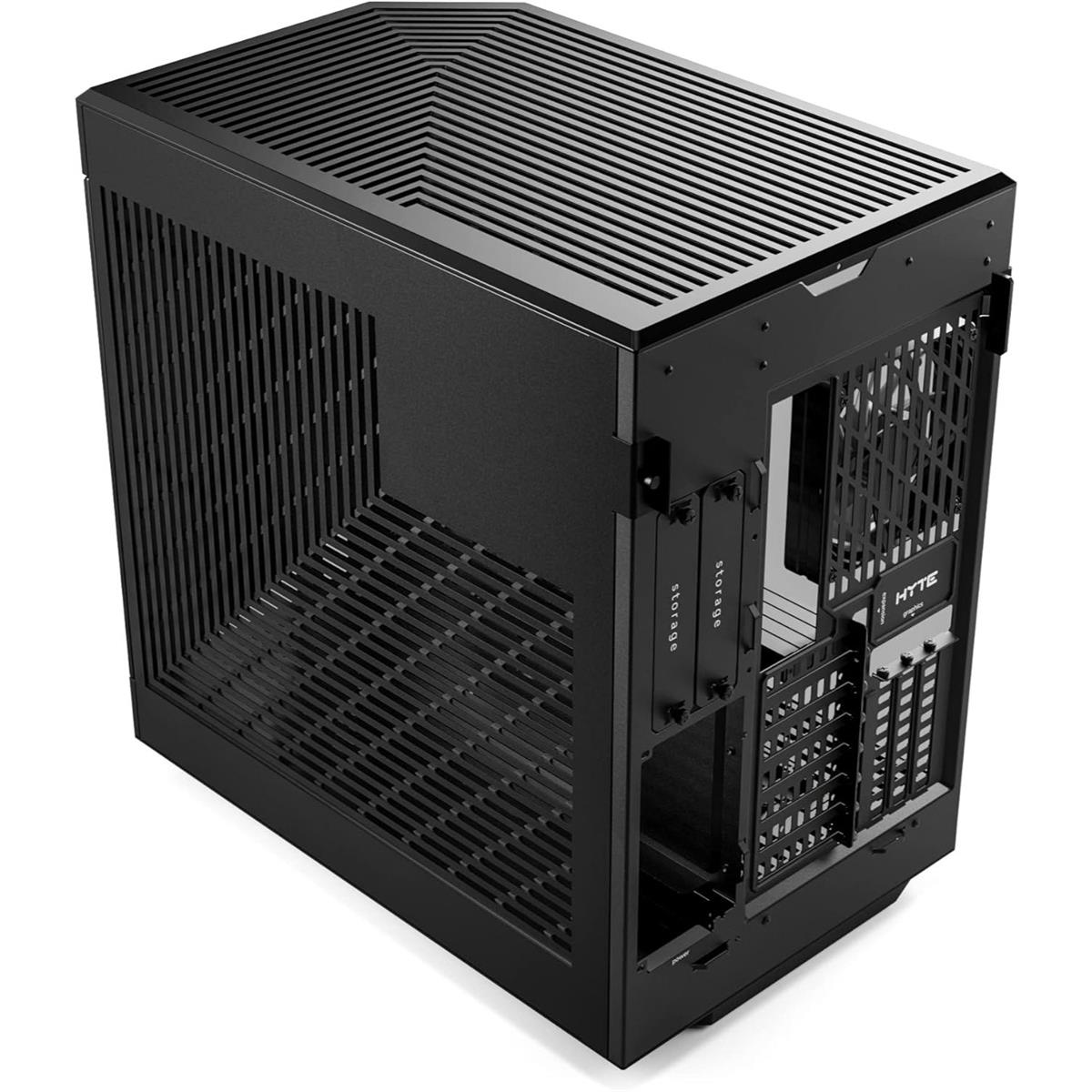 Hyte Y60 Modern Aesthetic Dual Chamber Panoramic Tempered Glass Mid-Tower ATX Computer Gaming Case with PCIE 4.0 Riser Cable Included - Pitch Black - PakByte