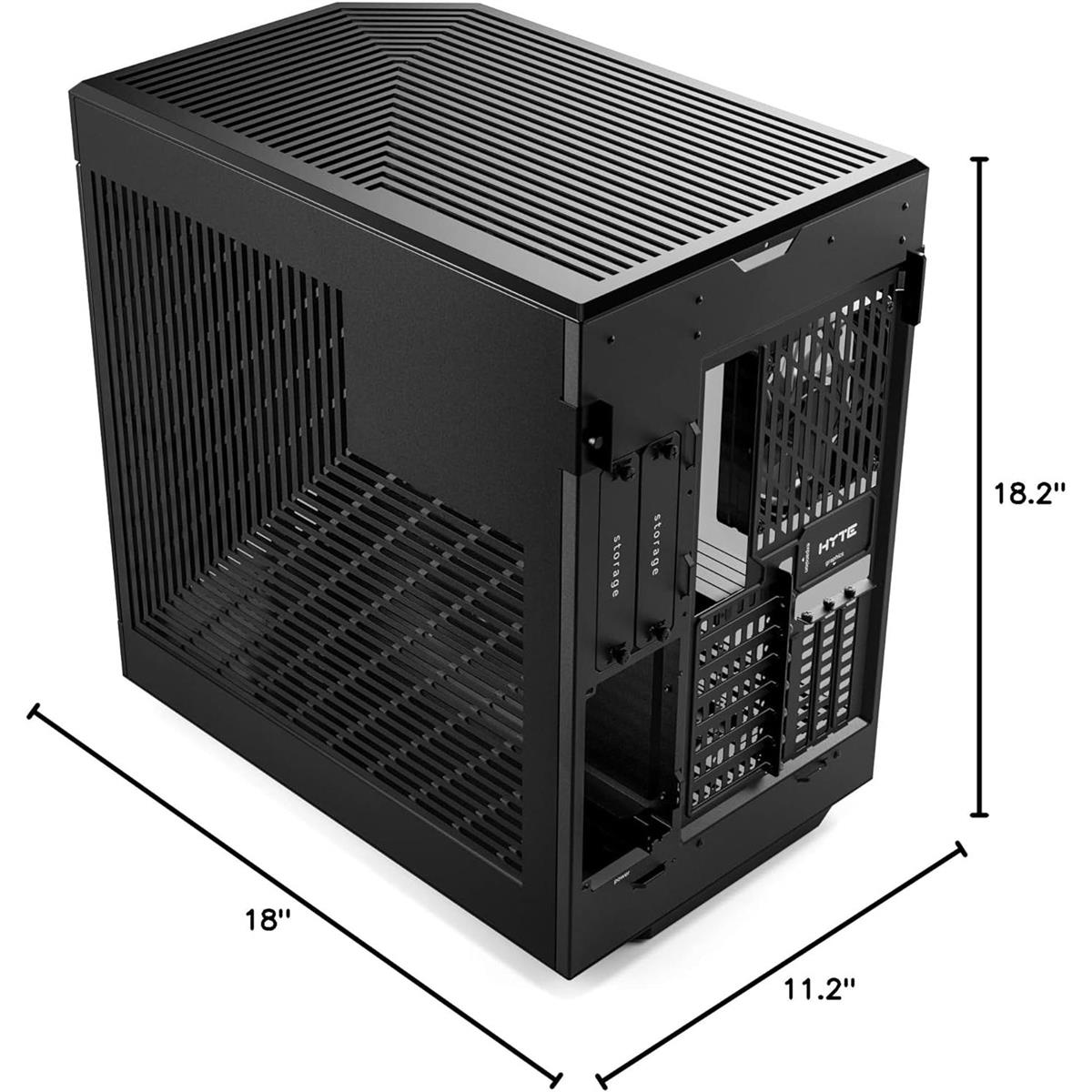 Hyte Y60 Modern Aesthetic Dual Chamber Panoramic Tempered Glass Mid-Tower ATX Computer Gaming Case with PCIE 4.0 Riser Cable Included - Pitch Black - PakByte