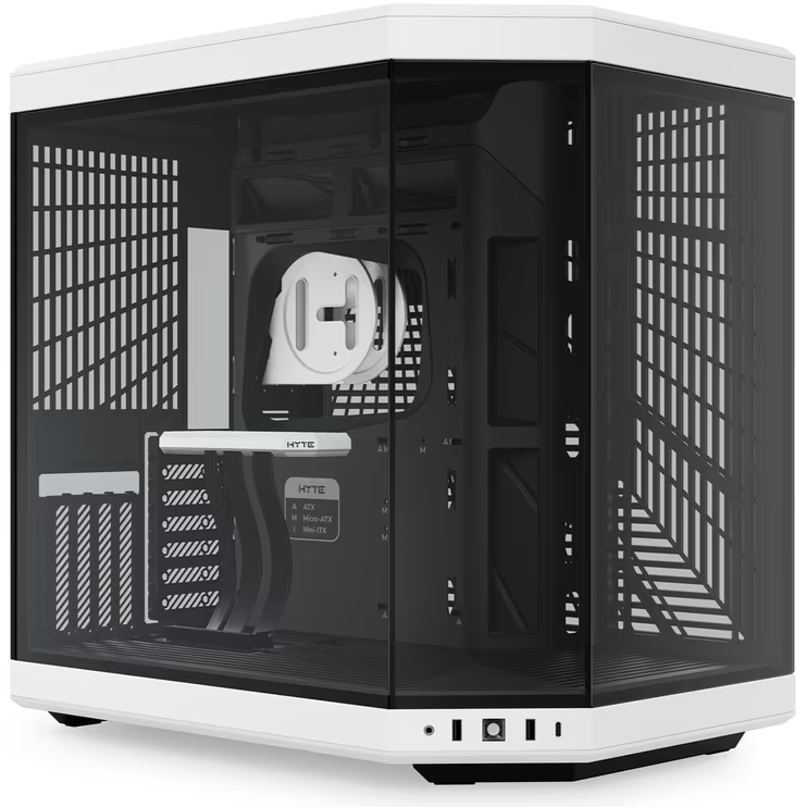 Hyte Y70 Upgraded Modern Aesthetic Dual Chamber Panoramic Tempered Glass Mid-Tower ATX Computer Gaming Case with PCIE 4.0 Riser Cable Included - Panda - PakByte