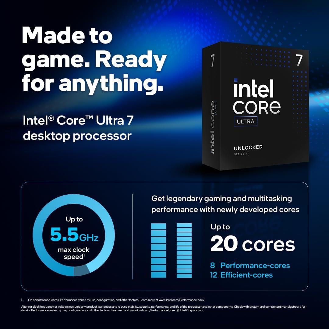 Intel Core Ultra 7 265K Desktop Processor - 20 cores (8 P-cores + 12 E-cores) up to 5.5 GHz - PakByte