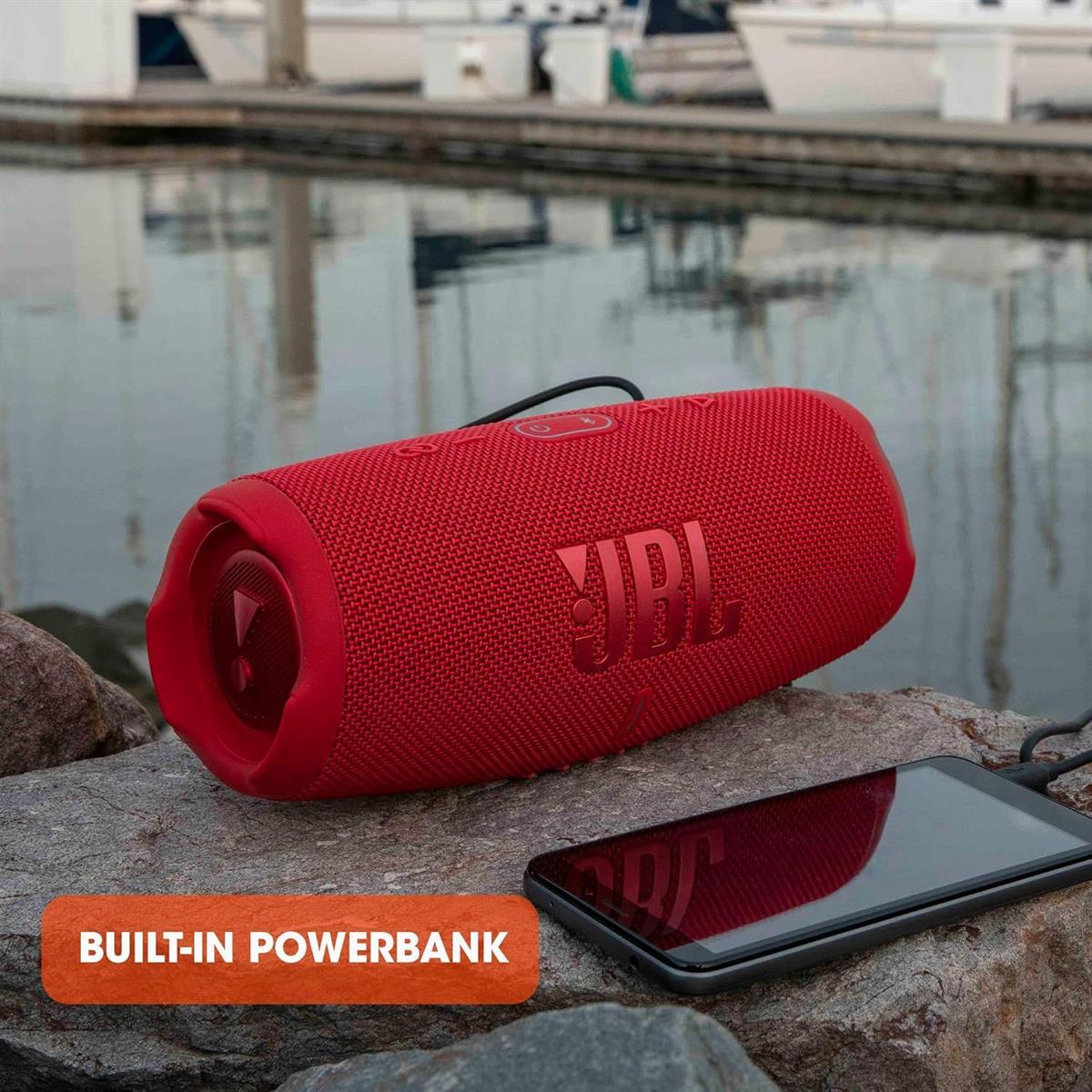 JBL Charge 5 - Portable Waterproof Bluetooth Speaker - Red - PakByte Computers