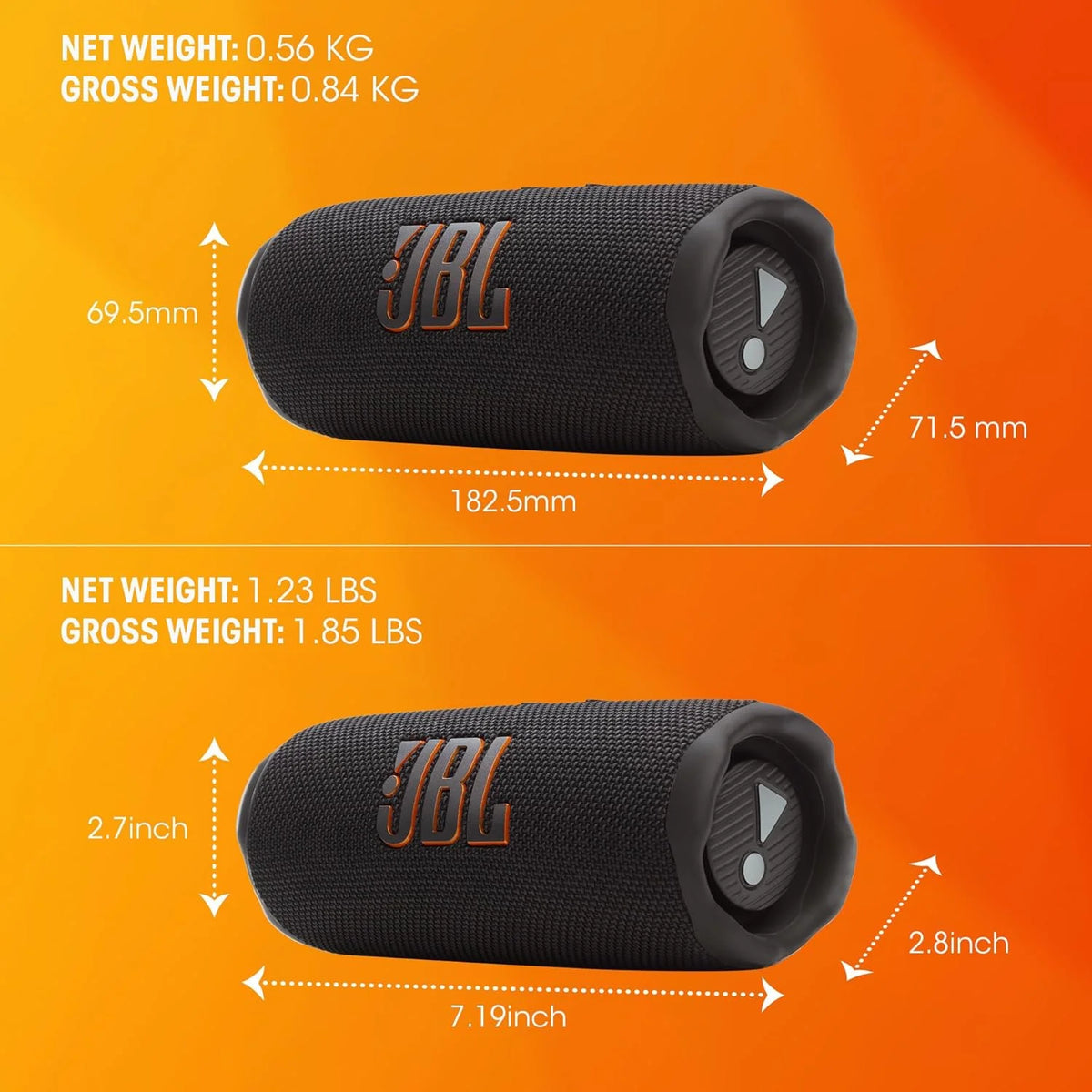 JBL FLIP 7 Portable Waterproof Speaker – Black
