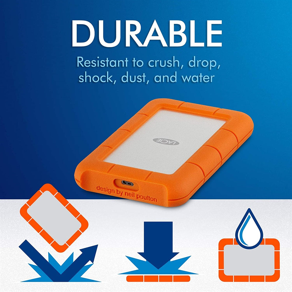 LaCie Rugged USB-C 4TB External Hard Drive