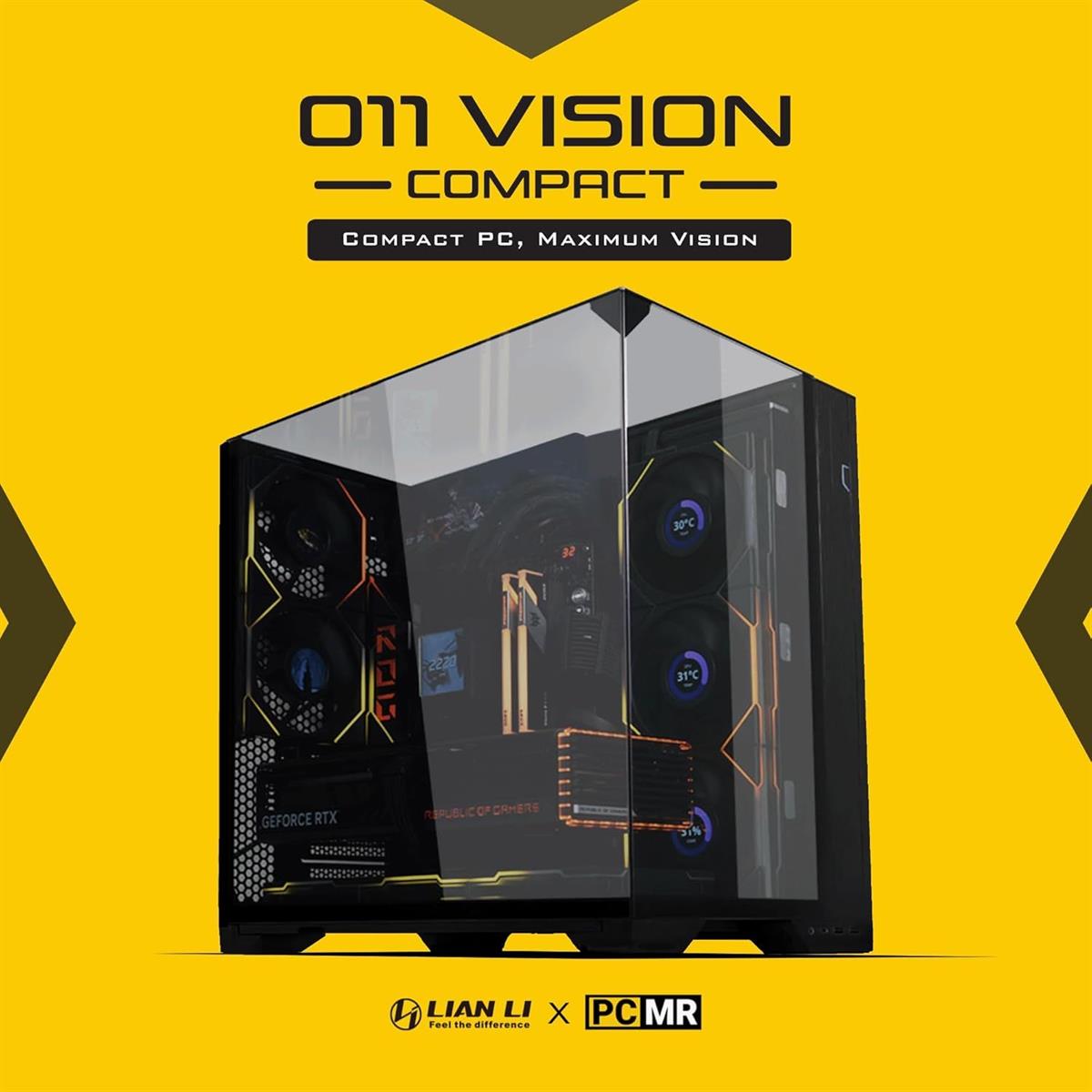 Lian Li O11 Vision Compact ATX Mid Tower Gaming Case - Black - PakByte Computers