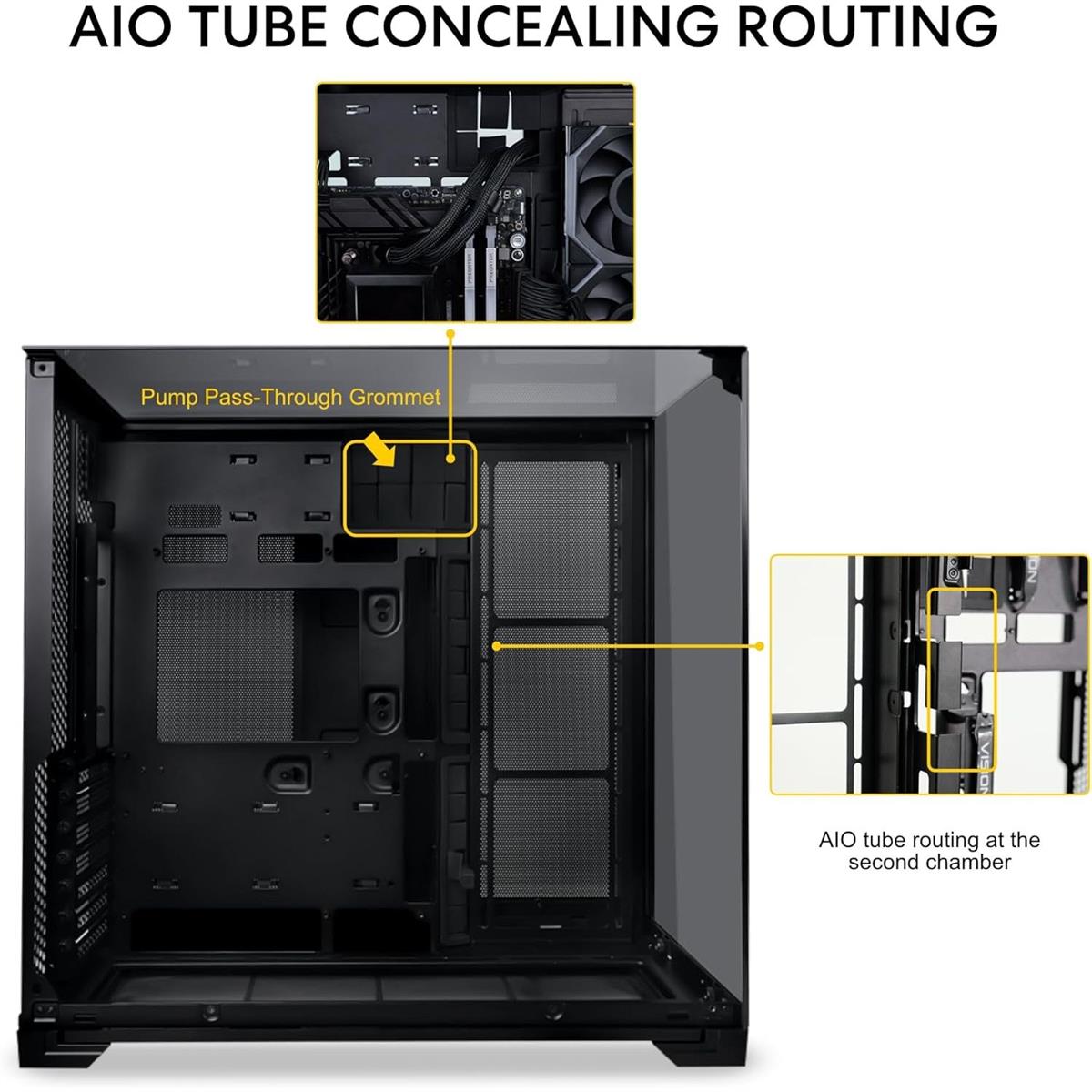 Lian Li O11 Vision Compact ATX Mid Tower Gaming Case - Black - PakByte Computers