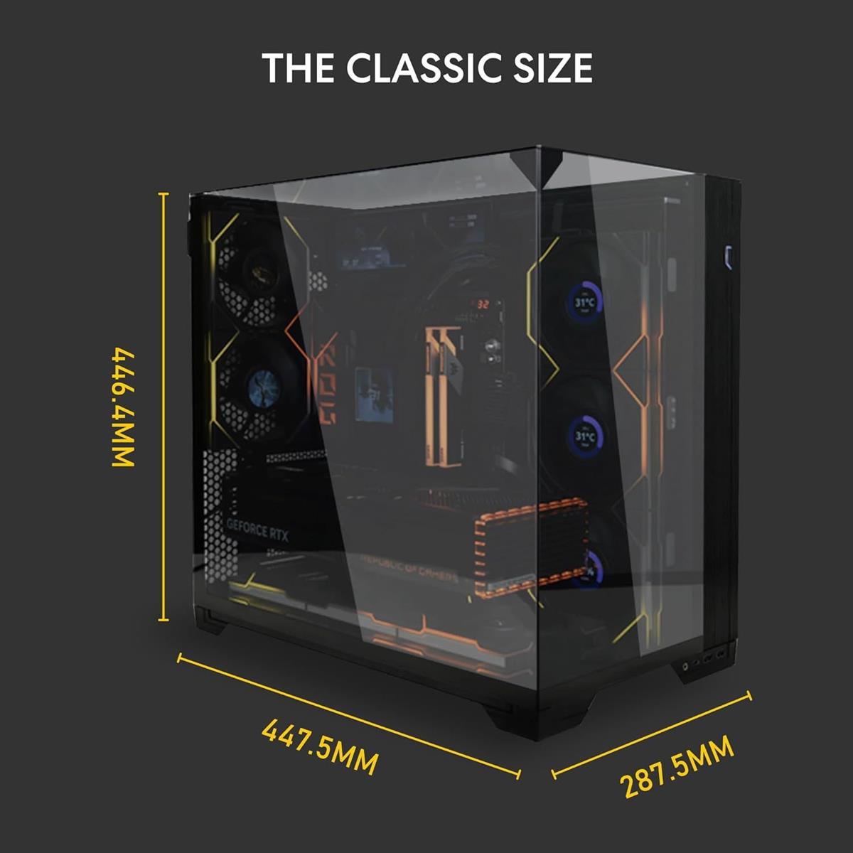 Lian Li O11 Vision Compact ATX Mid Tower Gaming Case - Black - PakByte Computers