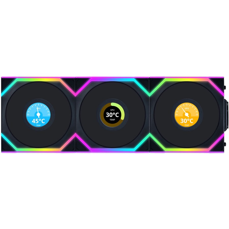 Lian Li UNI FAN SL 120 Wireless LCD ARGB Case Fan Triple Pack - Black - PakByte Computers