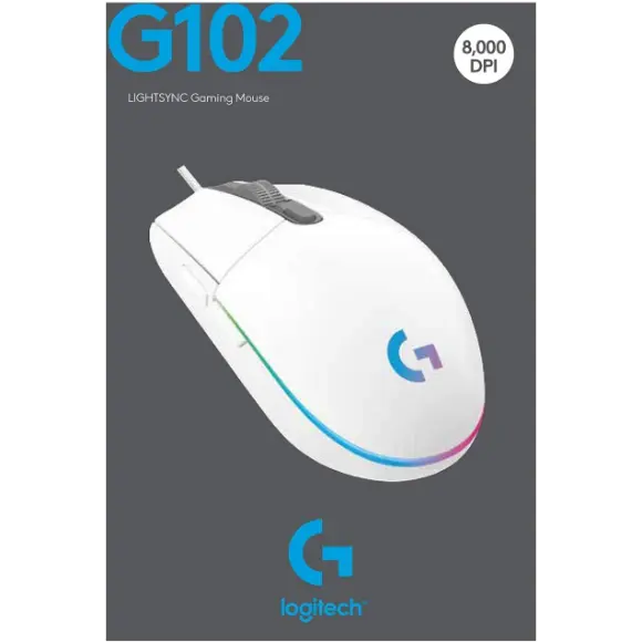 Logitech G102 Lightsync RGB Gaming Mouse - White - PakByte Computers