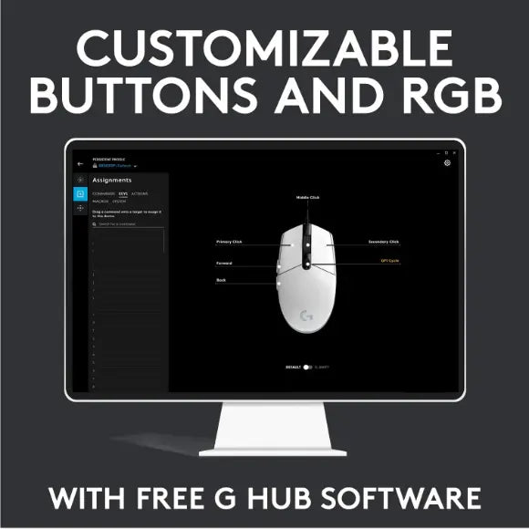 Logitech G102 Lightsync RGB Gaming Mouse - White - PakByte Computers