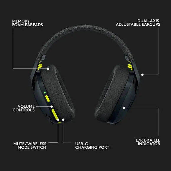 Logitech G435 Lightspeed Wireless Gaming Headset – Black - PakByte Computers