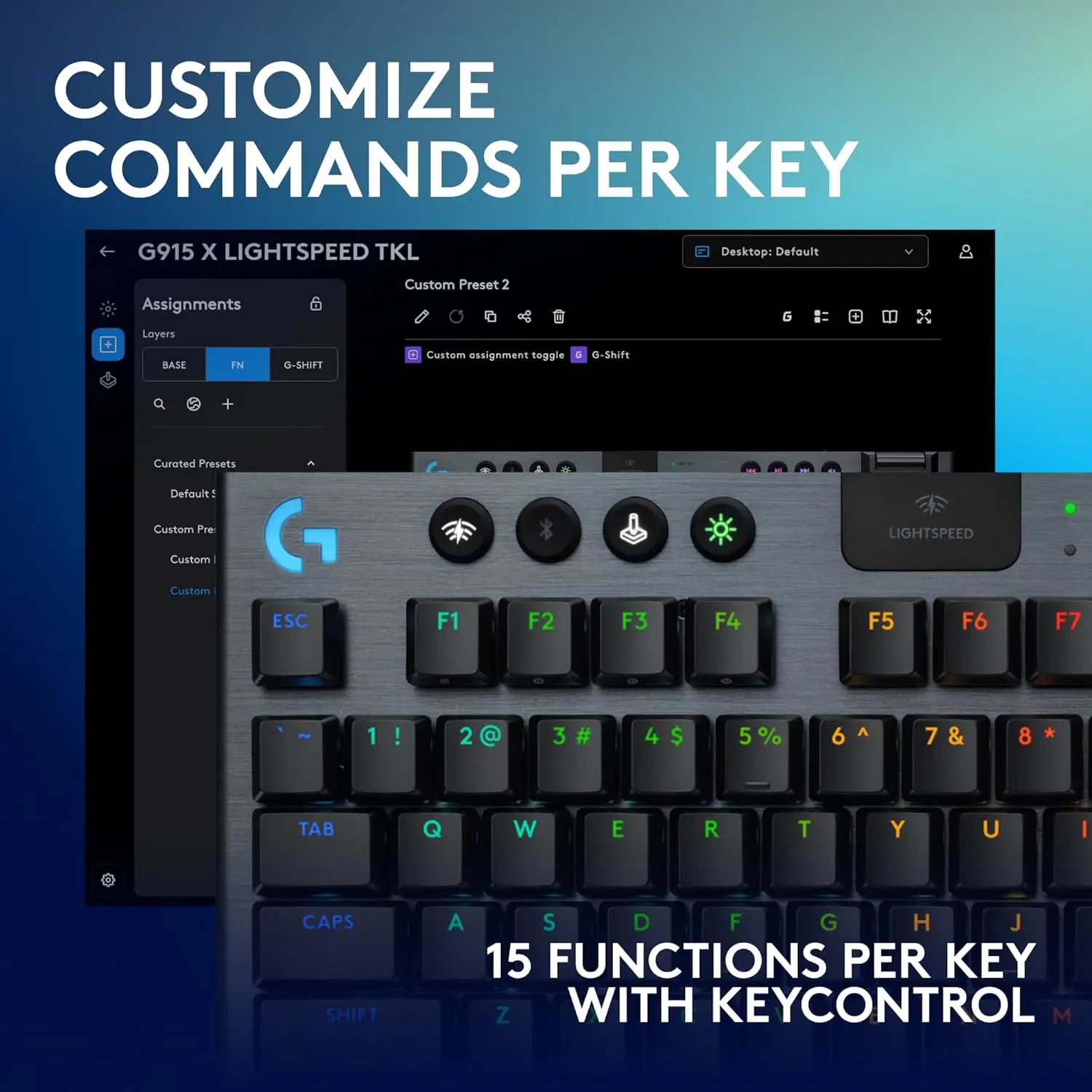 Logitech G915 X Lightspeed TKL Wireless Mechanical Gaming Keyboard - Black (GL Clicky Switches) - PakByte Computers