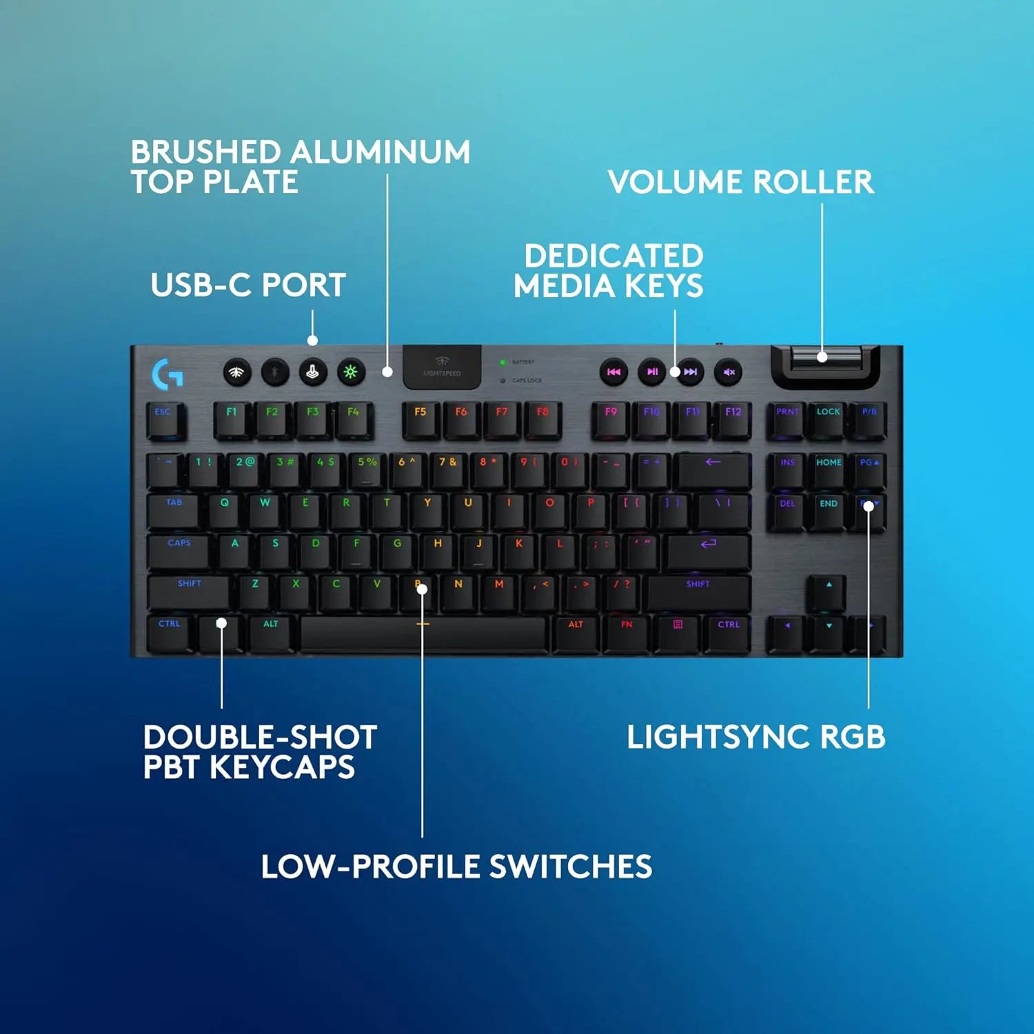 Logitech G915 X Lightspeed TKL Wireless Mechanical Gaming Keyboard - Black (GL Clicky Switches) - PakByte Computers