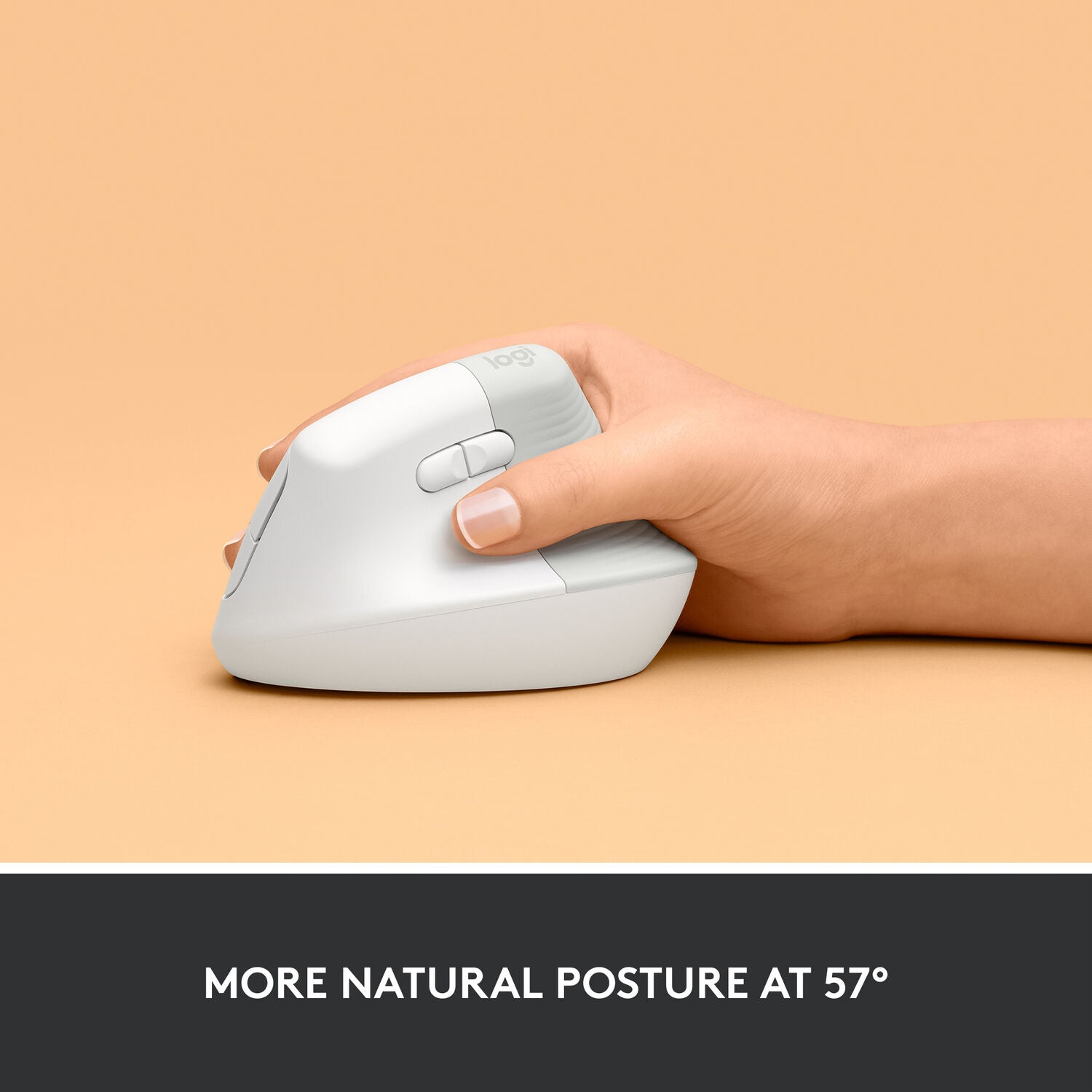 Logitech Lift Vertical Ergonomic Wireless Mouse - Off-White - PakByte