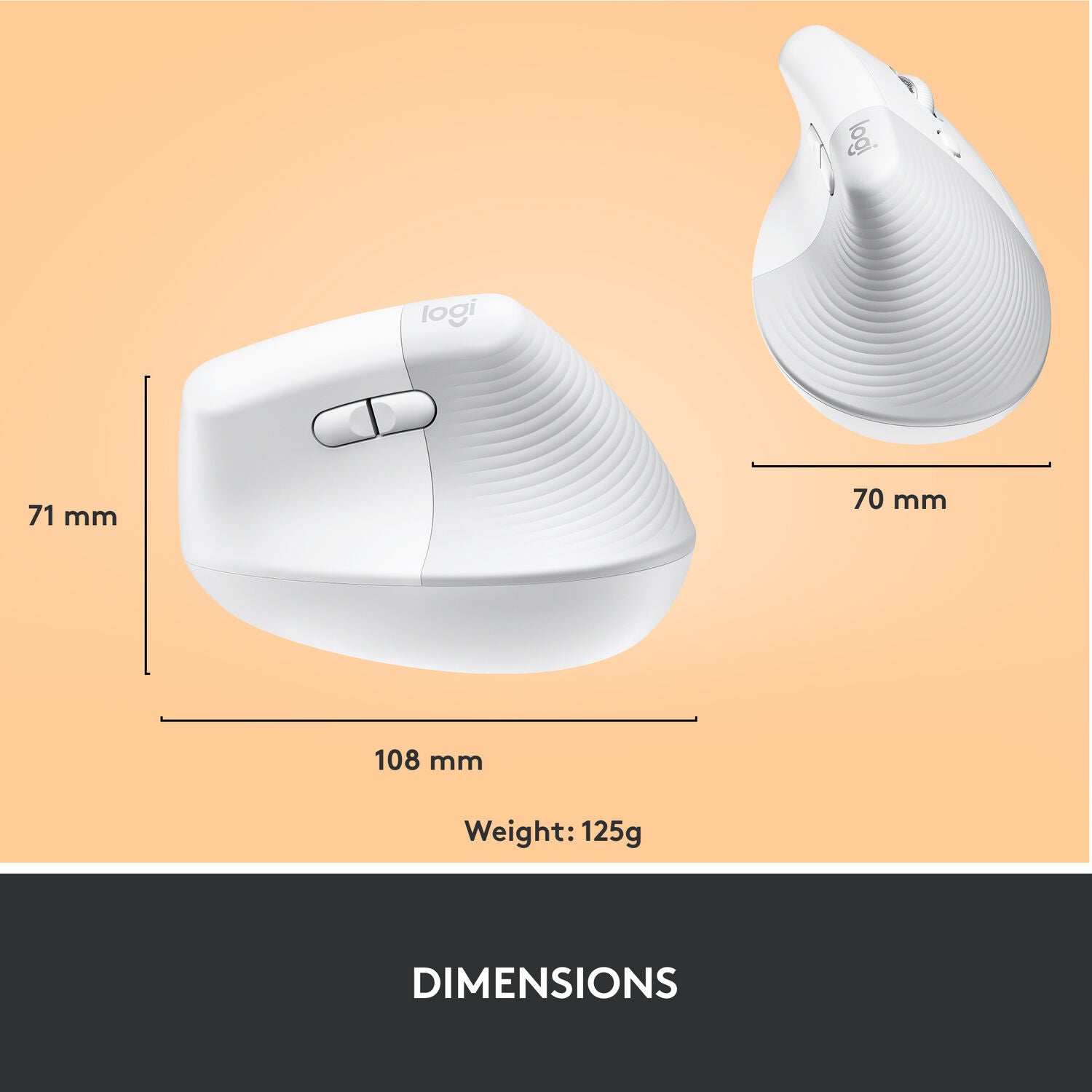 Logitech Lift Vertical Ergonomic Wireless Mouse - Off-White - PakByte