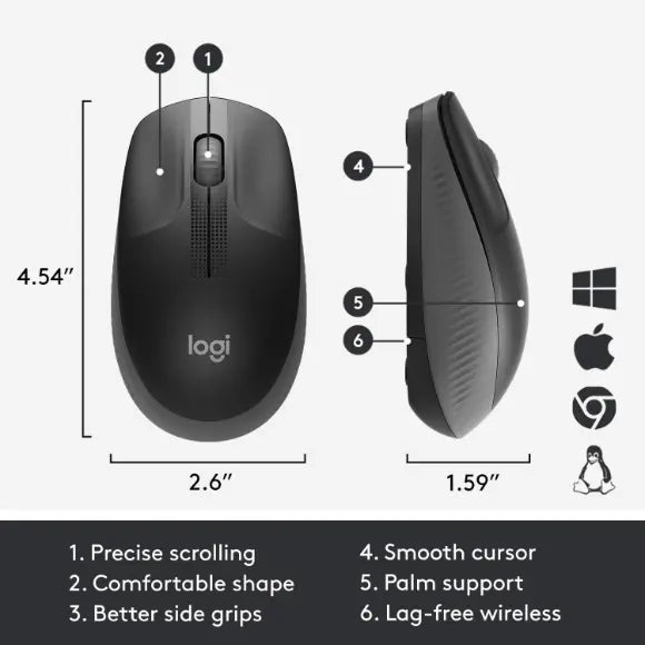 Logitech M190 Wireless Mouse - Charcoal - PakByte Computers