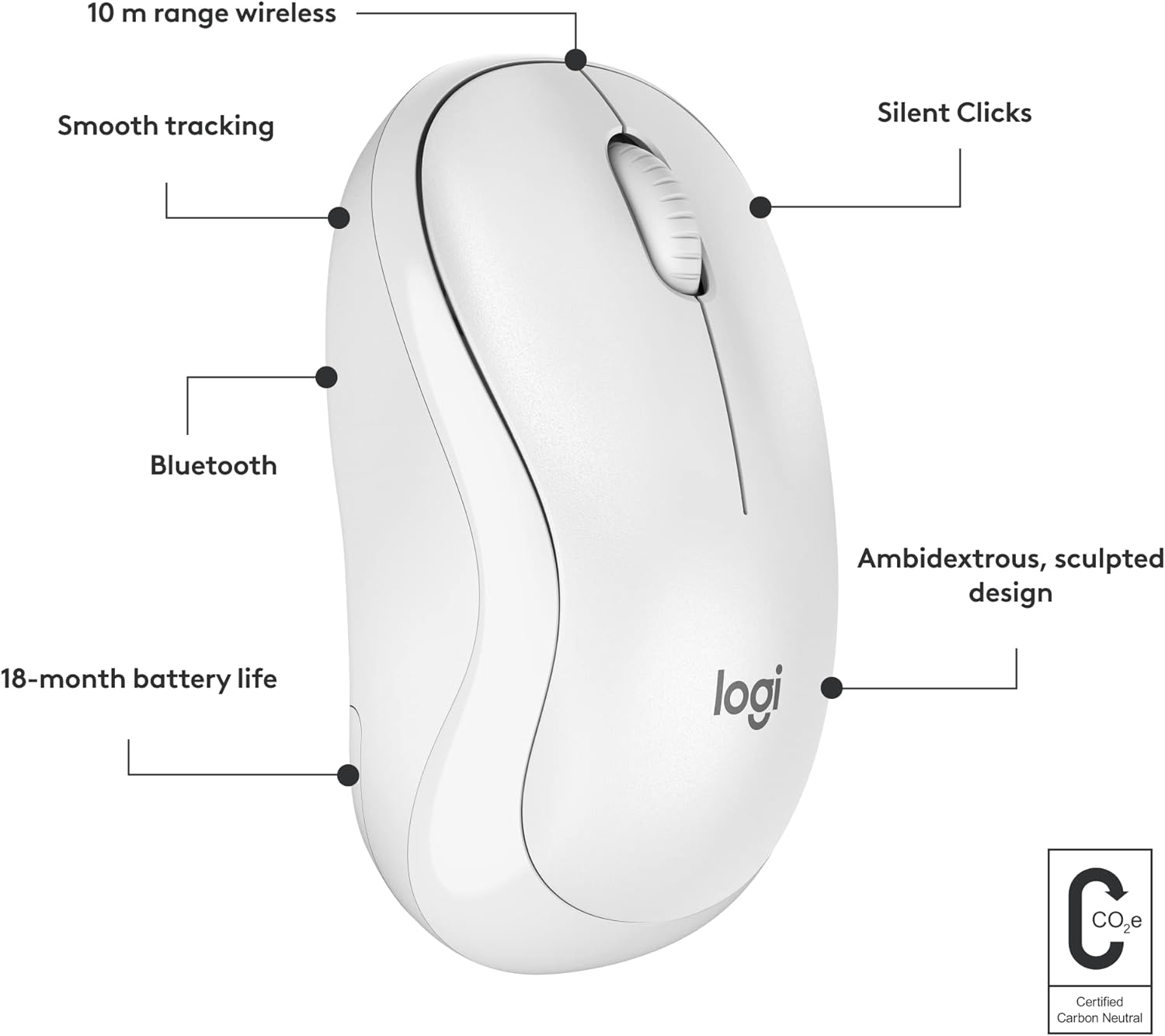 Logitech M240 Silent Bluetooth Mouse - White (910-007123) - PakByte