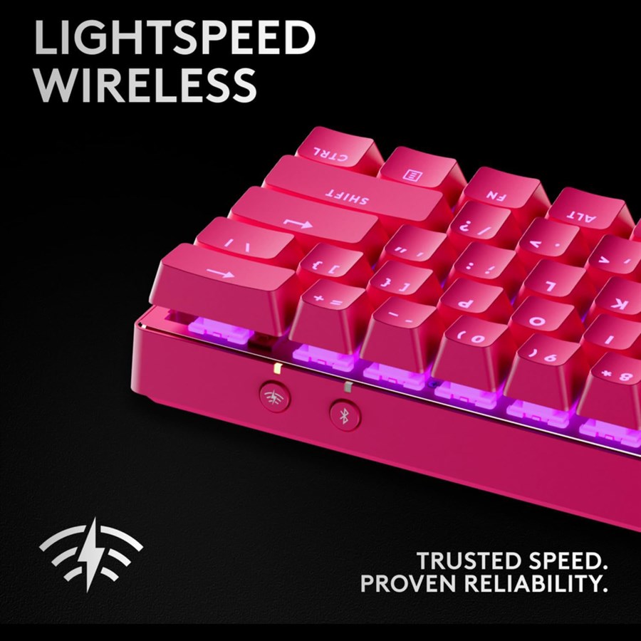 Logitech PRO X 60 Wireless 60% Gaming Keyboard - Optical Switches (Magenta) - PakByte Computers