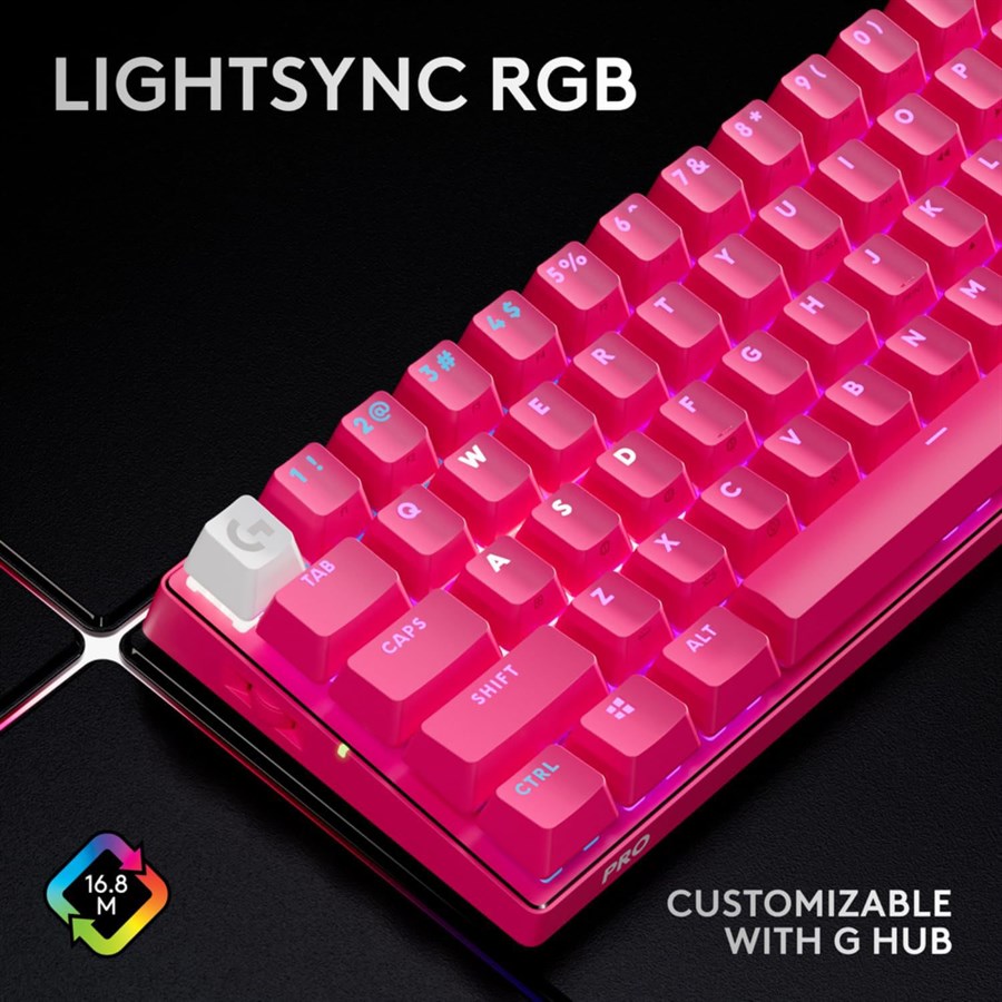 Logitech PRO X 60 Wireless 60% Gaming Keyboard - Optical Switches (Magenta) - PakByte Computers