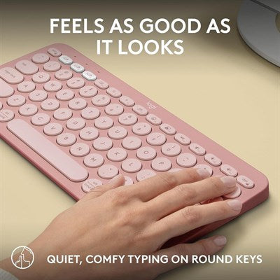 Logitech PEBBLE KEYS 2 K380S Multi-Device Bluetooth Wireless Keyboard, Slim and Portable - Rose - PakByte