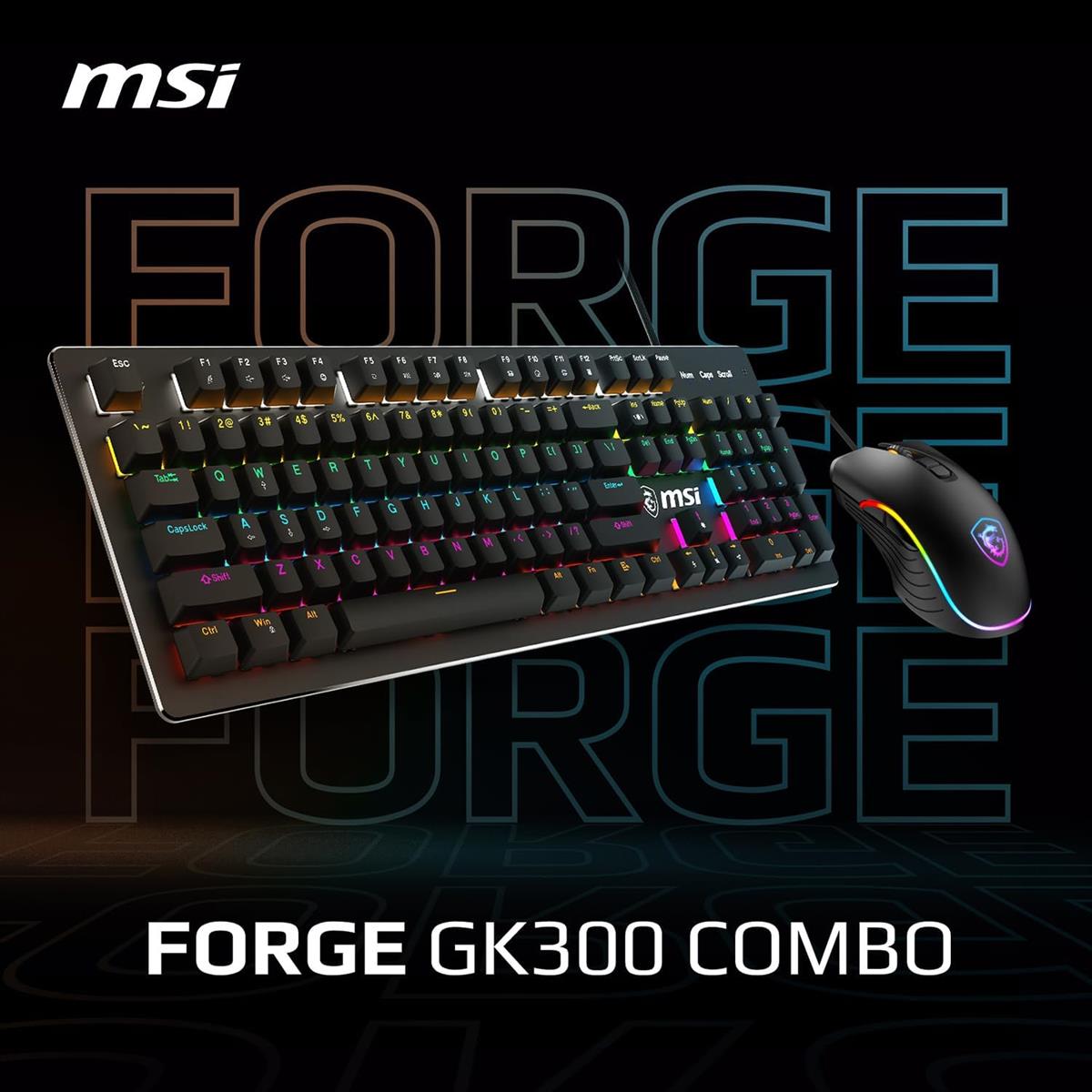 MSI Forge GK300 RGB Gaming Keyboard Mouse Combo - Blue Switches - PakByte Computers