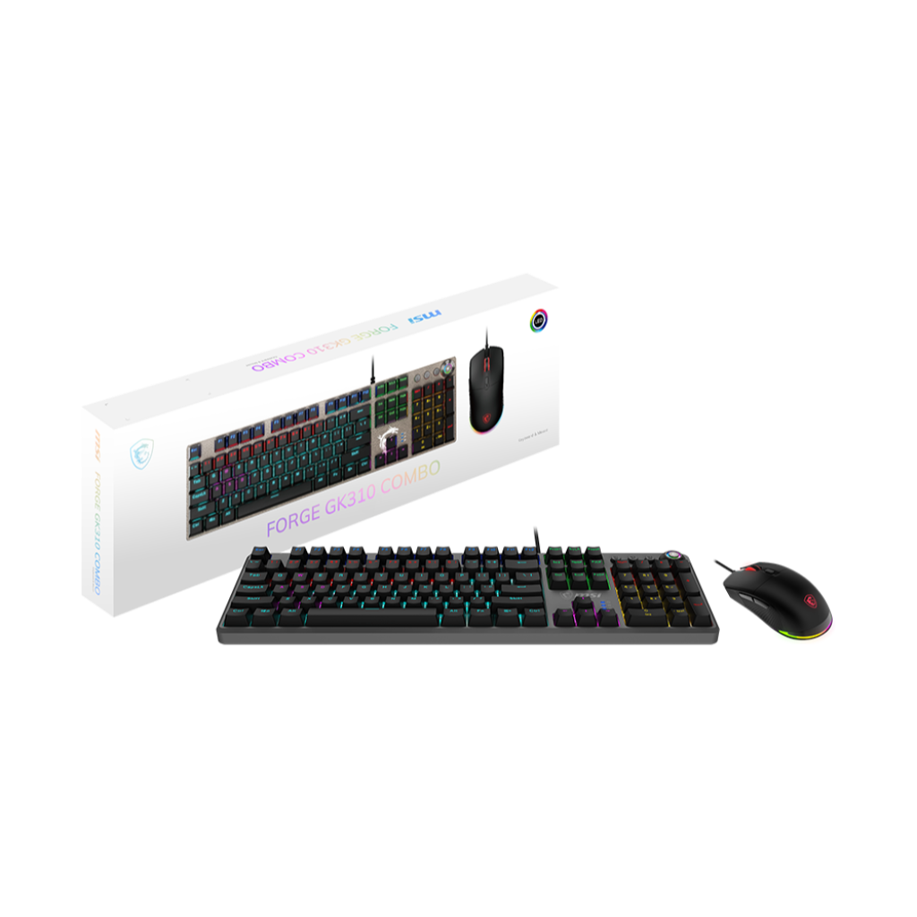 MSI Forge GK310 Combo Keyboard Mouse Wired Red Switches - PakByte