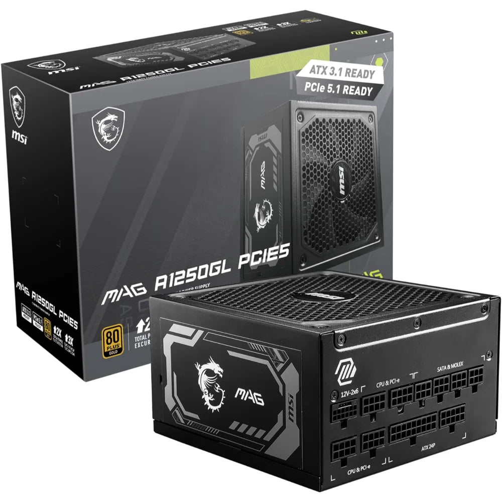 MSI MAG A1250GL PCIE5 1250W 80 Plus Gold Fully Modular Power Supply - PakByte