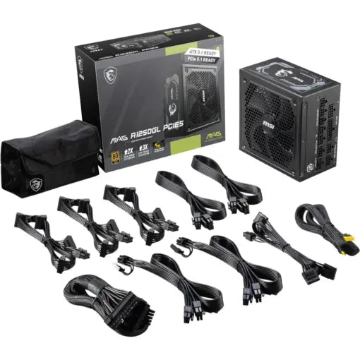 MSI MAG A1250GL PCIE5 1250W 80 Plus Gold Fully Modular Power Supply - PakByte