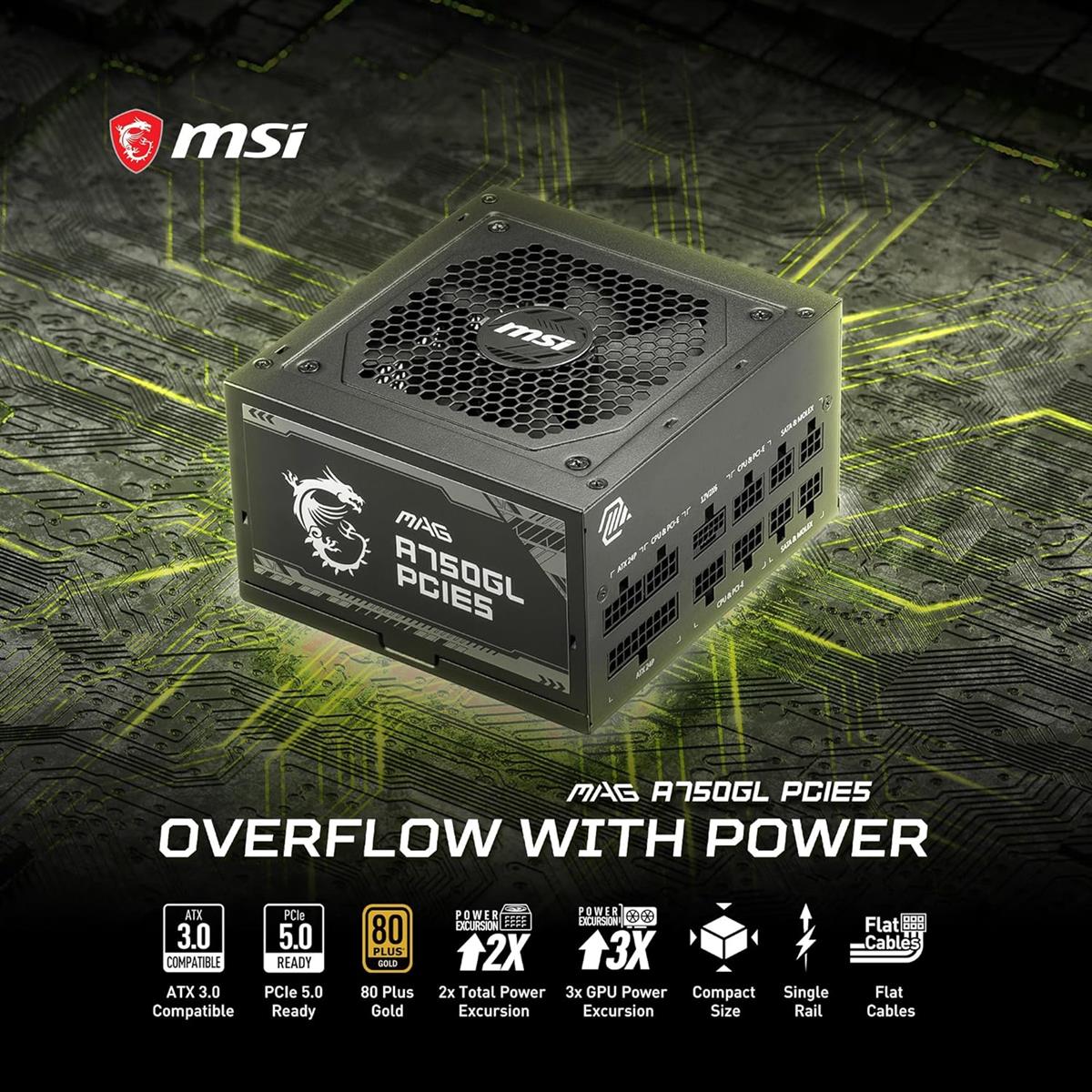 MSI MAG A750GL PCIE5 750W 80 Plus Gold Fully Modular Power Supply - PakByte Computers
