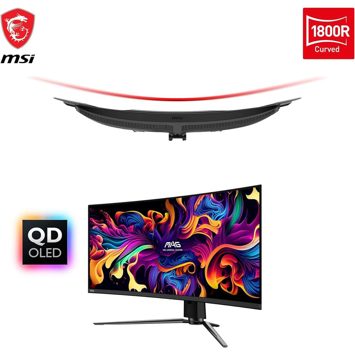 MSI MPG 341CQPX QD-OLED 34-inch Curved OLED Gaming Monitor, 240Hz, 3440 x 1440 (UWQHD), 0.03ms Response Time, True Black HDR 400, HDMI, DP Port, USB Type C, Tilt, Height Adjustable - PakByte