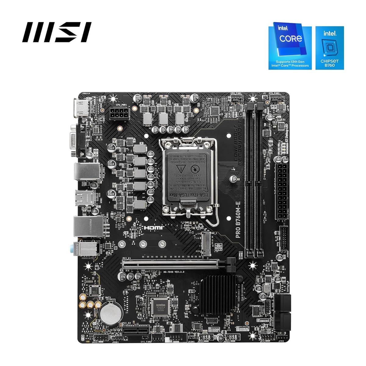 MSI Pro B760M-E DDR5 Intel 12/13/14th Gen microATX Motherboard - PakByte Computers