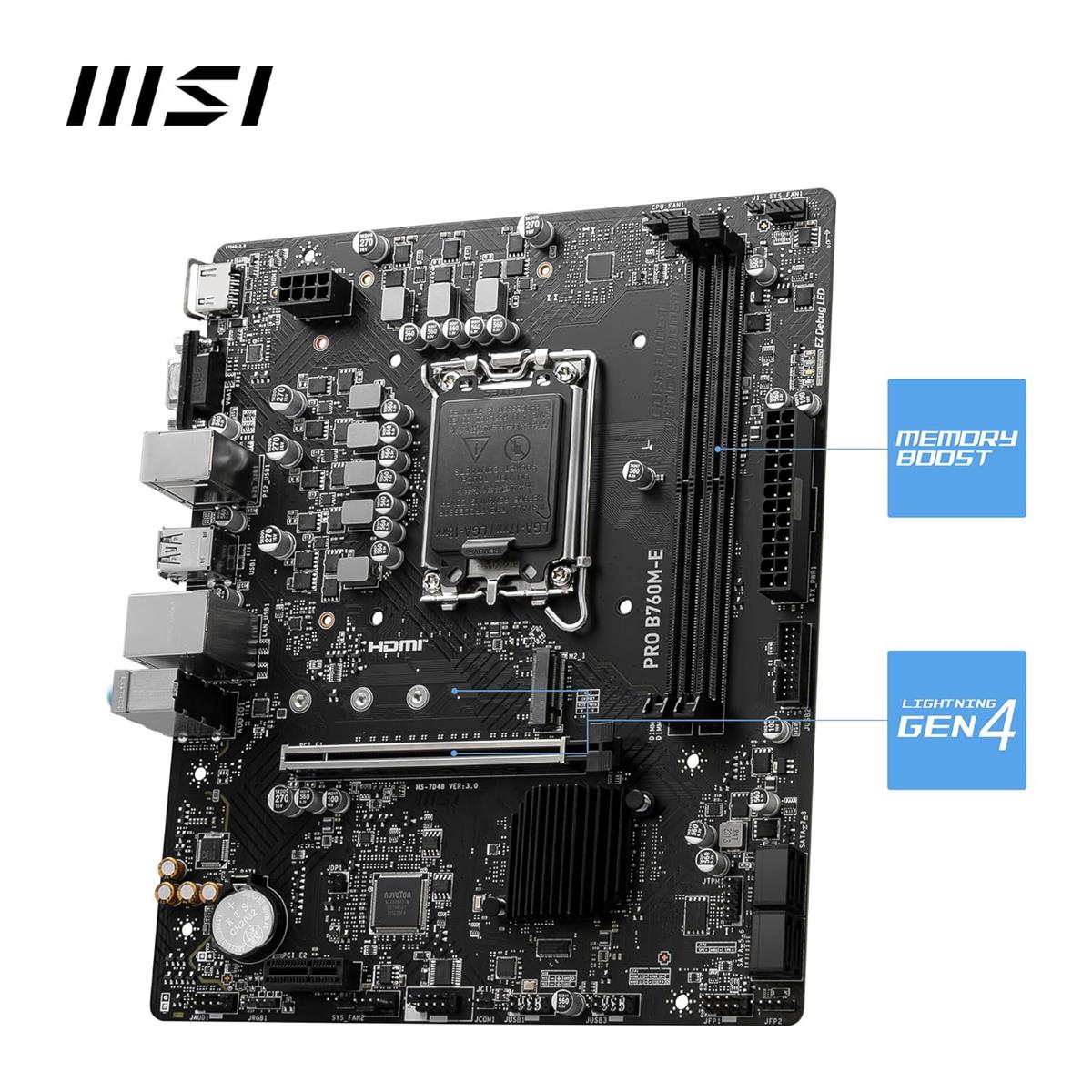 MSI Pro B760M-E DDR5 Intel 12/13/14th Gen microATX Motherboard - PakByte Computers