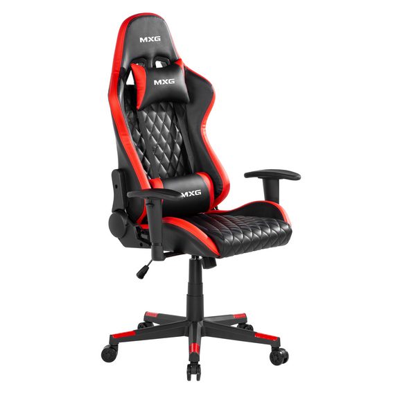 MXG GCH-01 Large Diamond Quilted PU with Headrest and Lumbar Support Gaming Chair - Red/Black - PakByte Computers