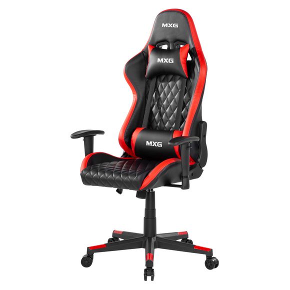MXG GCH-01 Large Diamond Quilted PU with Headrest and Lumbar Support Gaming Chair - Red/Black - PakByte Computers