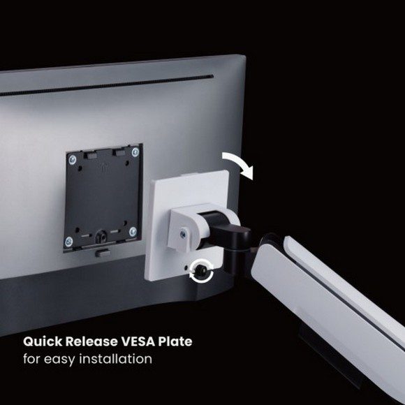 MXG HMA-12R Single Heavy Duty RGB Gaming Monitor Arm - Matte White - PakByte