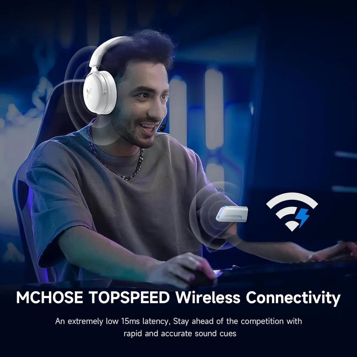 Mchose V9 PRO Wireless Gaming Headset 7.1 Surround Sound - Icy White