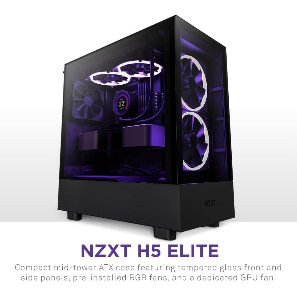 NZXT H5 Elite ATX Mid Tower PC Gaming Case - Black (CC-H51EB-01) - PakByte Computers