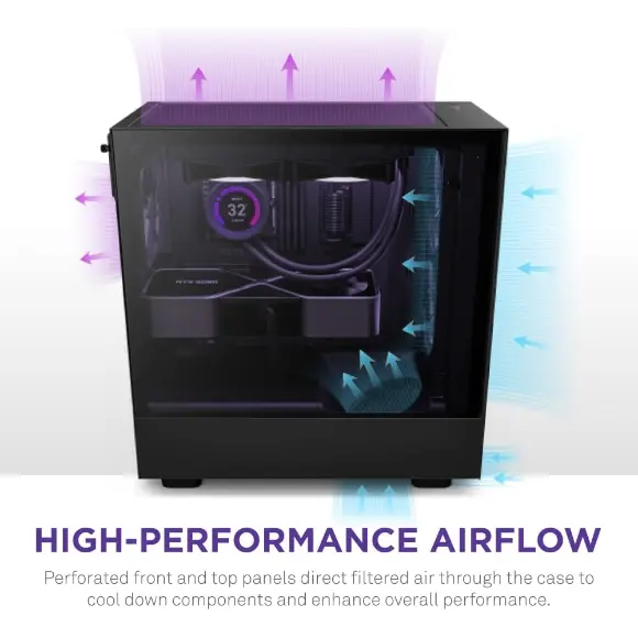 NZXT H5 Flow Compact ATX Mid-Tower PC Gaming Case – Black - PakByte Computers