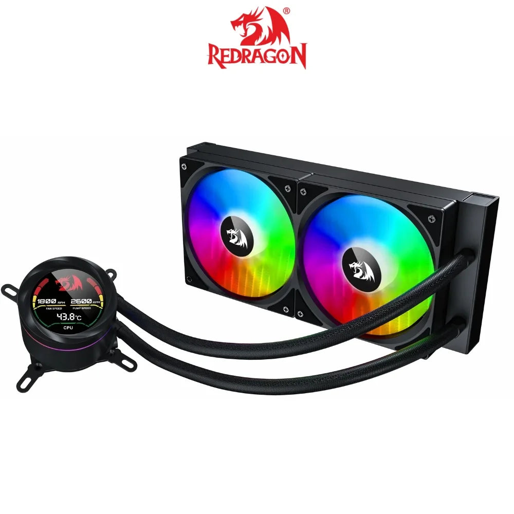 REDRAGON CCW-1019 240 CPU Liquid Cooler With Temperature Display 2x 12cm RGB Fans - PakByte