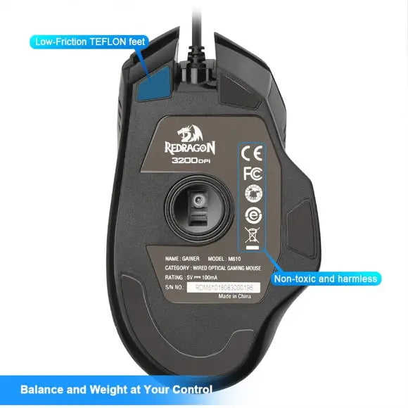 REDRAGON M610 GAINER 3200 DPI, 7 BUTTONS GAMING MOUSE - PakByte Computers