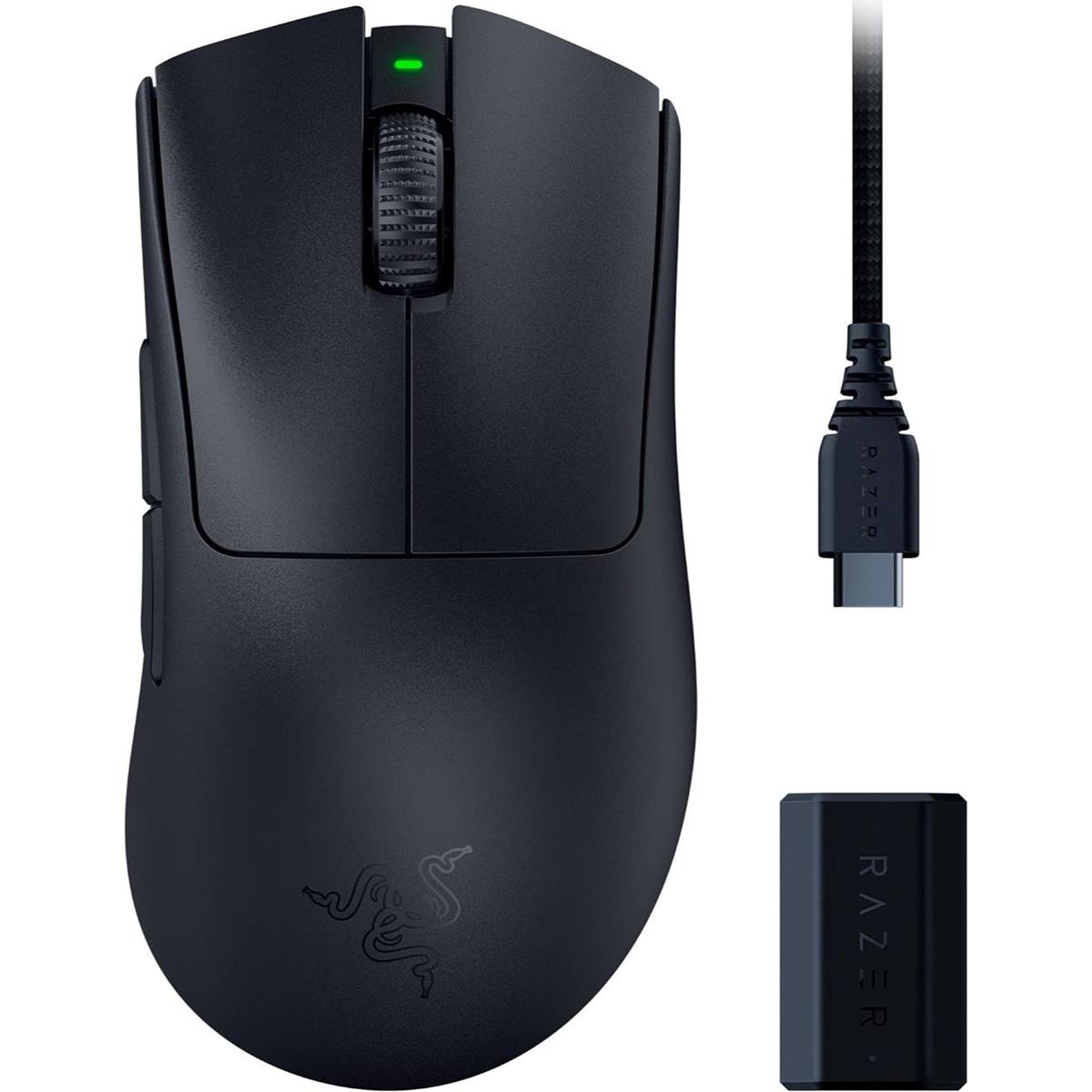Razer DeathAdder V3 Pro Black Wireless Mouse + HyperPolling Wireless Dongle Bundle - PakByte