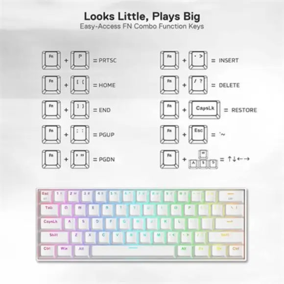 Redragon DRACONIC PRO K530 RGB Wireless Mechanical Gaming Keyboard - White - PakByte Computers