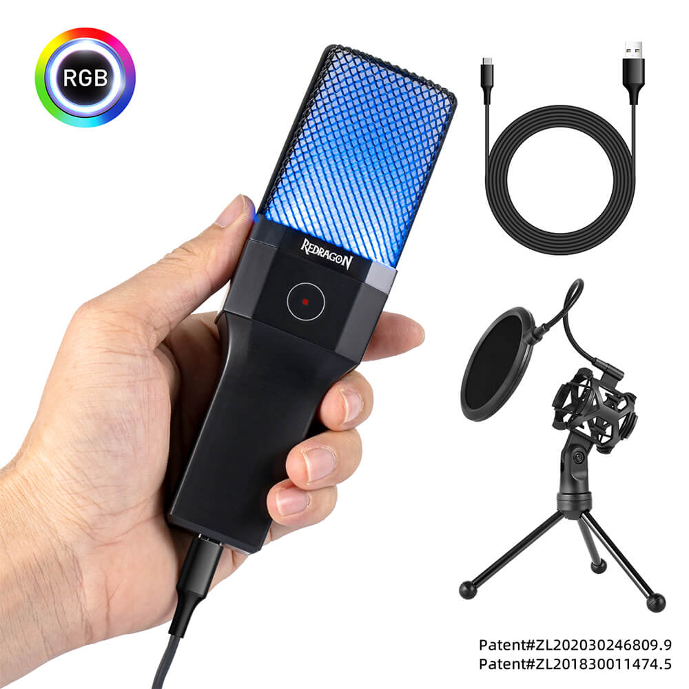 Redragon GM212 Adne RGB Streaming Microphone with Pop Filter - PakByte